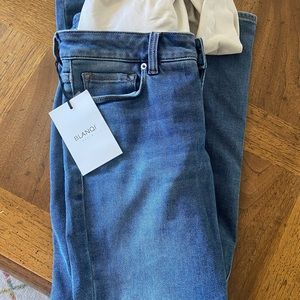 Blanqi Maternity Belly Support Flare Jeans Size 6 Worn Indigo Wash